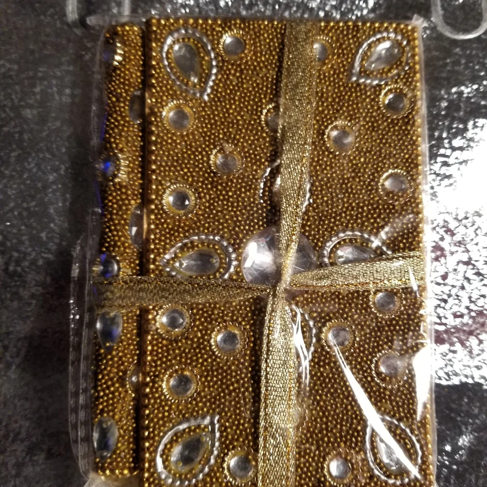 New Beaded gold raindrop journal with pen set.